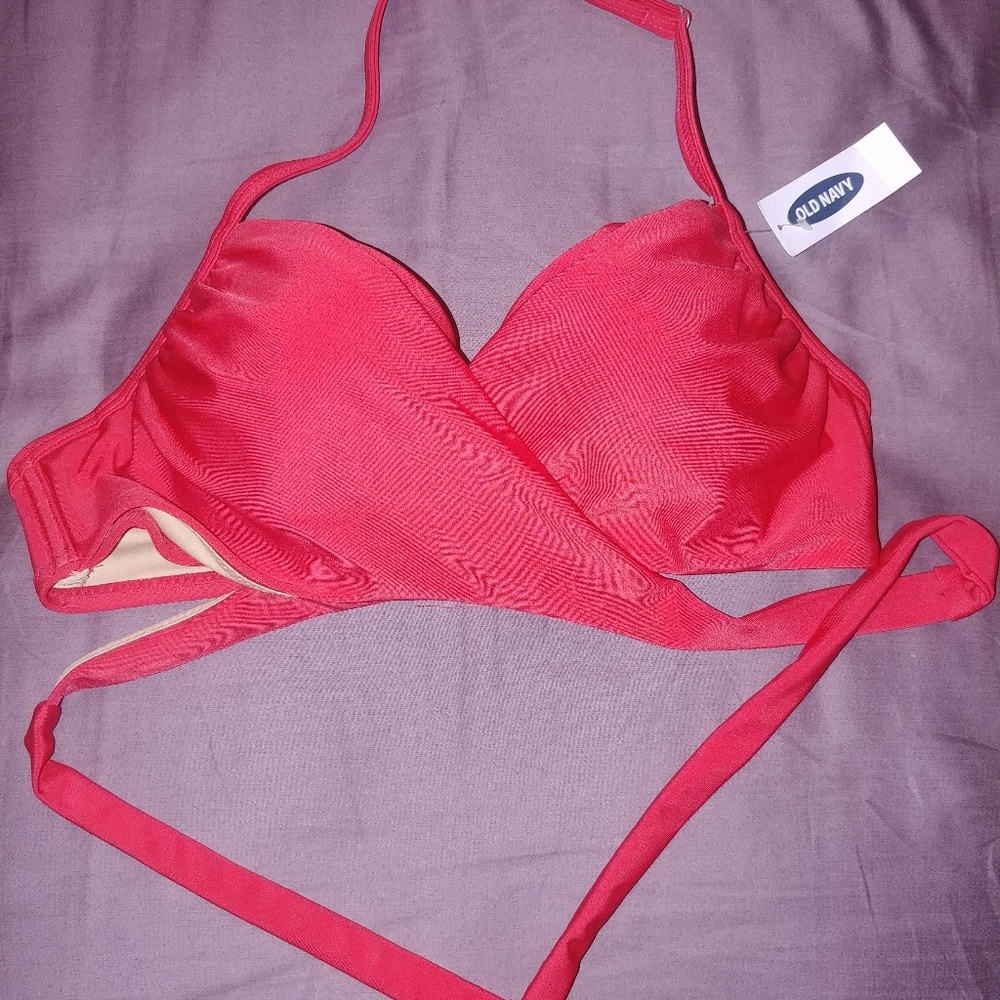 Wrap-Front Halter Underwire Swim Top for Women